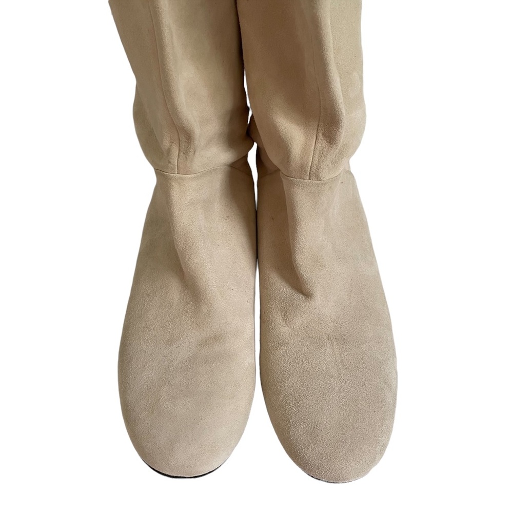 Bally Suede flat boots. On narrow side can fit smaller size without sliding.